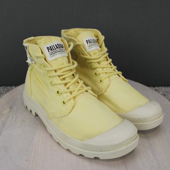 Palladium Canvas Boots Mens 7 Yellow Lightweight Combat - Picture 2 of 9